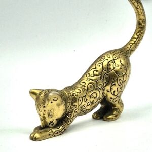 Vintage 1986 Brass Cat Figurine TFM Franklin Mint